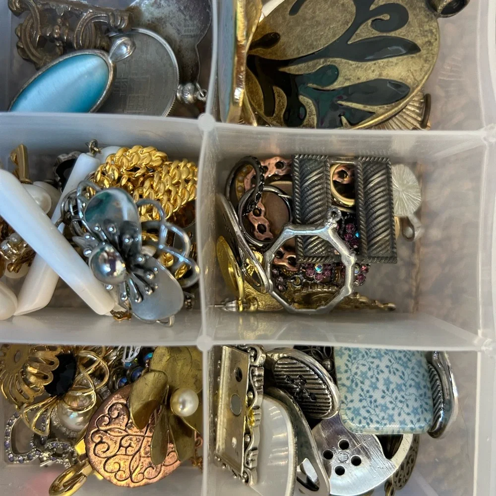 HUGE collection jewelry making supplies pendants spacers vintage spoons pennies